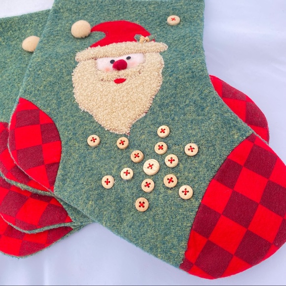 4 Green Embellished Santa Christmas Stockings, Christmas Socks, Xmas Stocking - Picture 2 of 7